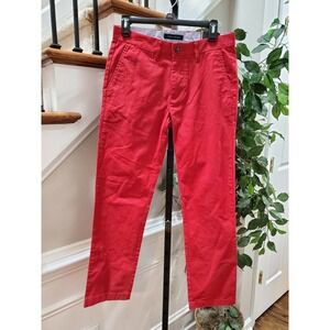 Tommy Hilfiger Women's Red Cotton Mid Rise Straight Leg Casual Pant Size 28W/30L